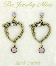 vintage look victorian style open heart earrings