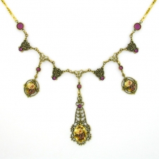 1928 Reproduction Victorian Style Necklace - 2 Roses