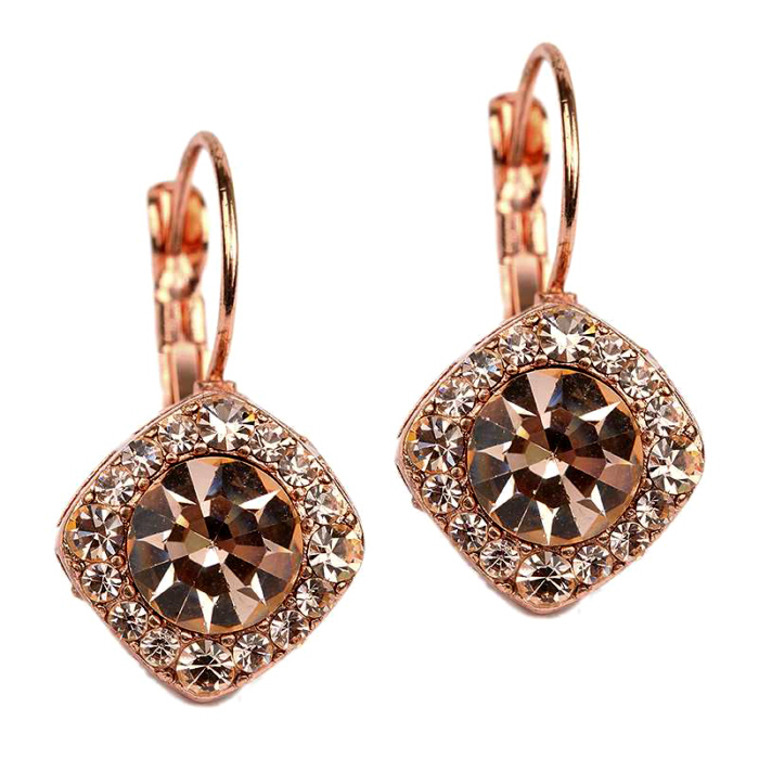 Tiffany Inspired Legacy Style Lever Back Earrings - Rose Gold | Pink: Wholesale Fashion Costume ...