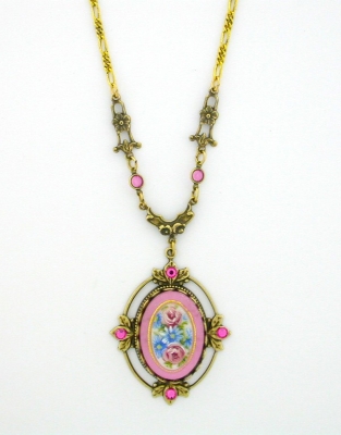1928 Victorian Style 25x18 Porcelain Lalique - Pink