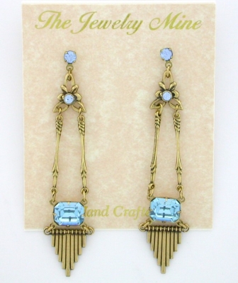 Vintage Reproduction Art Deco Style Austrian Crystal Chandelier Earrings