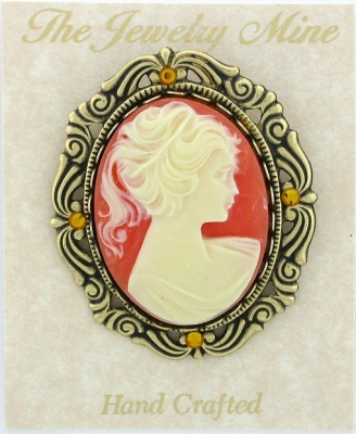 Vintage Victorian Style Carnelian Cameo Brooch