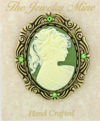 Vintage Reproduction Victorian style cameo costume brooch