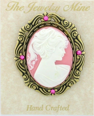 Vintage Reproduction Victorian style cameo costume brooch