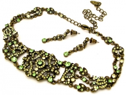 vintage look Victorian style Austrian crystal filigree choker necklace