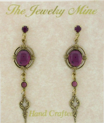 Victorian Style Crystal Cabochon Drop Earrings