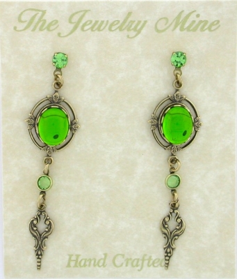 Victorian Style Crystal Cabochon Drop Earrings