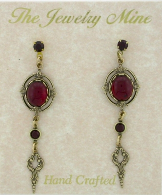 Victorian Style Crystal Cabochon Drop Earrings