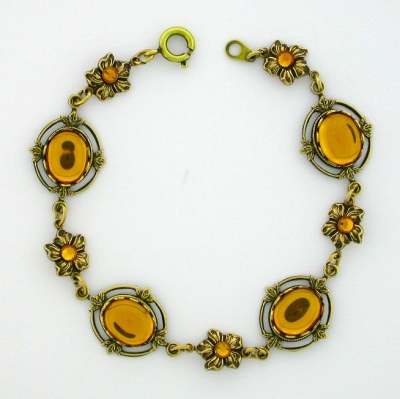 Victorian Style Crystal Cabochon Bracelet - Topaz
