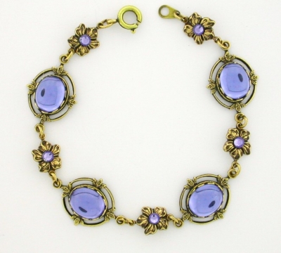Vintage Reproduction Victorian Style Crystal Cabochon Bracelet