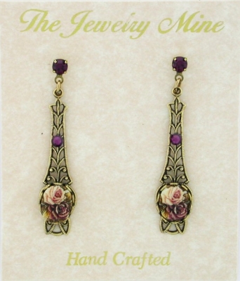1928 Victorian Style Linear Filigree Earrings