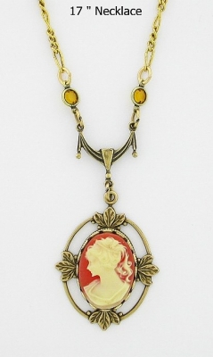Victorian Style 18x13 Corn Cameo Necklace