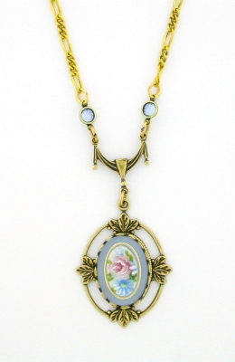 1928 Victorian Style 18x13 Necklace - Blue Lalique