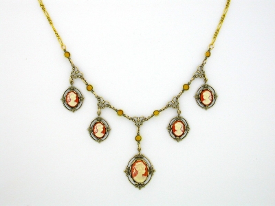 Victorian Style Cameo Necklace - Carnelian