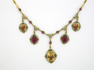 1928 Victorian Style Necklace - 2 Roses