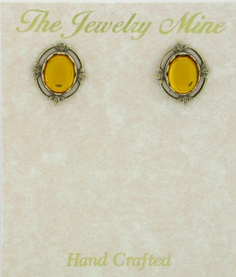 Victorian Style Crystal Cab Button Earrings - Topaz