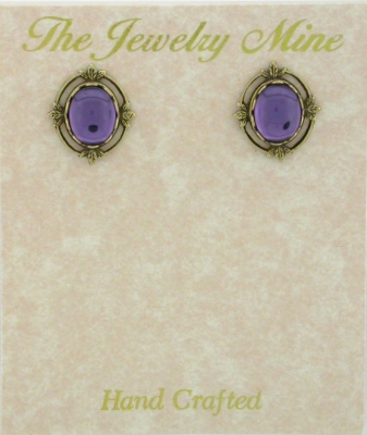 Victorian Style Crystal Cab Button Earrings - TZ