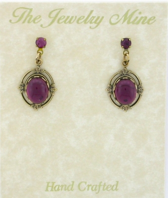 Vinatge Reproduction Victorian Style Crystal Cabochon Drop Earrings