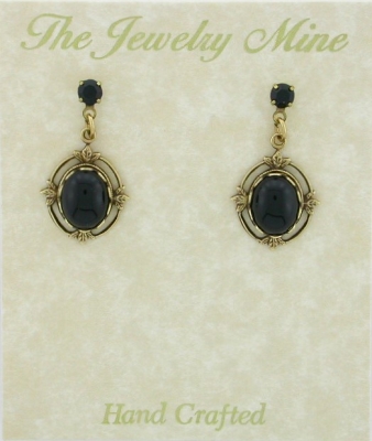 Vinatge Reproduction Victorian Style Crystal Cabochon Drop Earrings