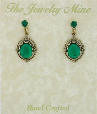 Vinatge Reproduction Victorian Style Crystal Cabochon Drop Earrings