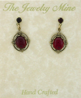 Vinatge Reproduction Victorian Style Crystal Cabochon Drop Earrings