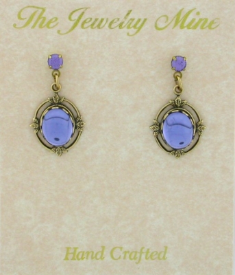 Vinatge Reproduction Victorian Style Crystal Cabochon Drop Earrings
