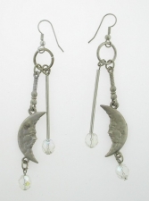 Moon Drop Earrings - Polished Pewter 'JJ' Artifacts