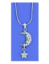 Austrian crystal moon & star fashion necklace