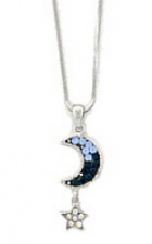 Sapphire Austrian crystal moon & star necklace