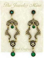Vintage Victorian Style Emerald Austrian Crystal Chandelier Fashion Earrings