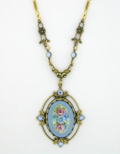 1928 Victorian Style 25x18 Porcelain Lalique - Blue
