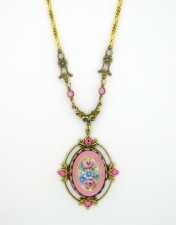 1928 Victorian Style 25x18 Porcelain Lalique - Pink