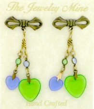 Victorian style puffed heart charm earrings
