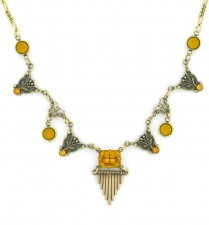 Vintage Reproduction Art Deco Austrian Crystal Fashion Y-Necklace - Topaz