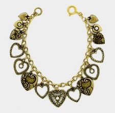 vintage look Victorian style heart charm bracelet
