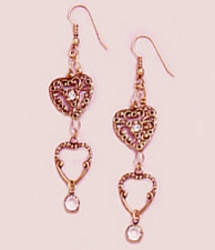 vintage look victorian style filigree heart earrings