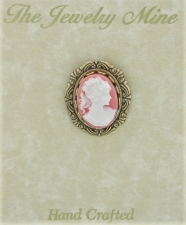 Vintage Reproduction Victorian Style Pink Cameo Lapel Pin
