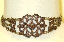 vintage look Victorian style Austrian crystal filigree choker necklace