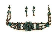 vintage look Victorian style Austrian crystal filigree choker necklace