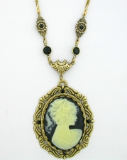 Victorian Style 40x30 Black Cameo Necklace