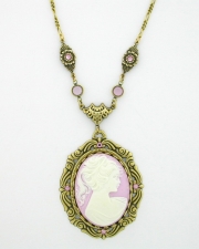 Victorian Style 40x30 Lilac Cameo Necklace