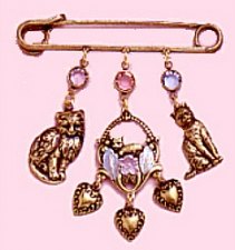 vintage fashion jewelry cat brooch
