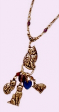 vintage look victorian style cat charm necklace