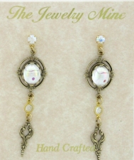 Victorian Style Crystal Cabochon Drop Earrings