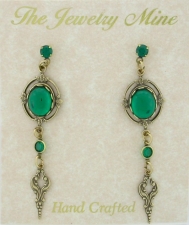 Victorian Style Crystal Cabochon Drop Earrings