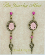 Victorian Style Crystal Cabochon Drop Earrings