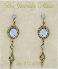 Victorian Style Crystal Cabochon Drop Earrings