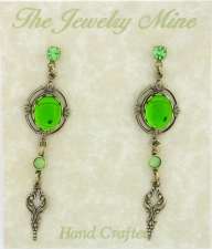 Victorian Style Crystal Cabochon Drop Earrings