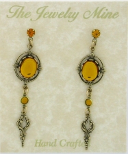 Victorian Style Crystal Cabochon Drop Earrings