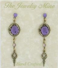 Victorian Style Crystal Cabochon Drop Earrings